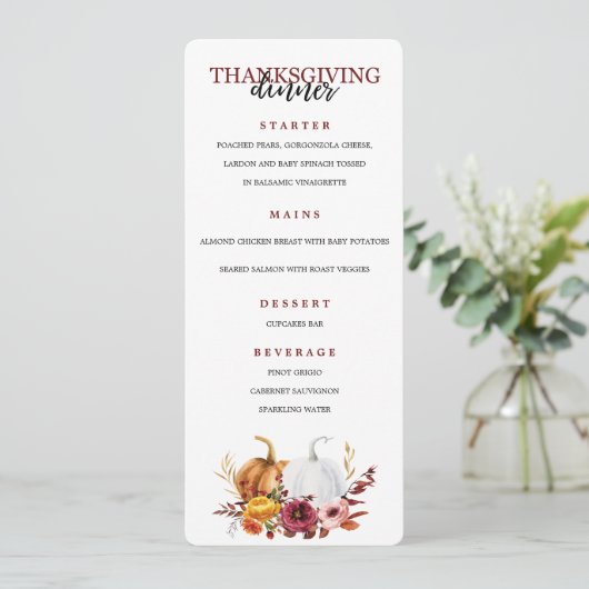 Menu Thanksgiving Elegant Dinner Party (Staand voorkant)