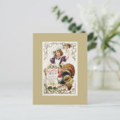 menu Thanksgiving en Girl Briefkaart (Staand voorkant)