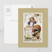  menu Thanksgiving en Girl Briefkaart (Voorkant / Achterkant)