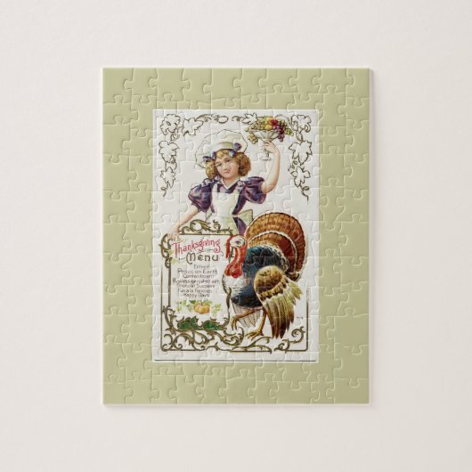  menu Thanksgiving en meisje Legpuzzel (Verticaal)