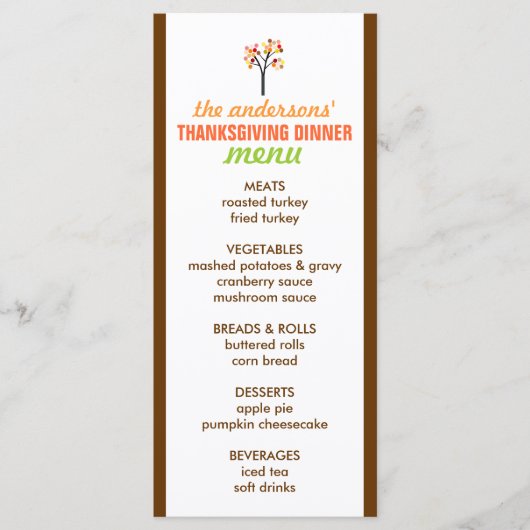Menu Thanksgiving najaarstructuur (Voorkant)