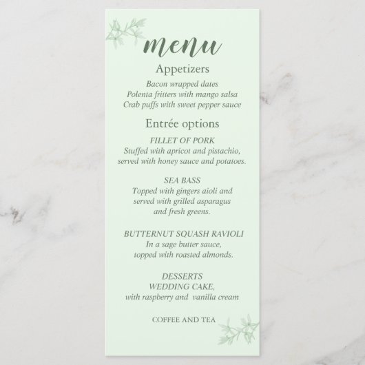 Menu Timless Flower Wedding (Voorkant)