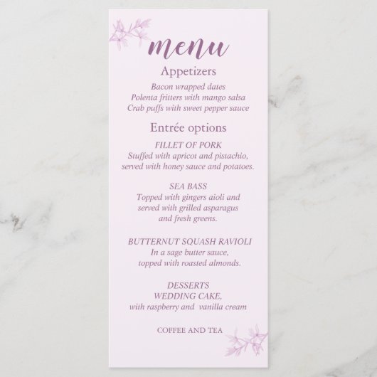 Menu Timless Flower Wedding (Voorkant)