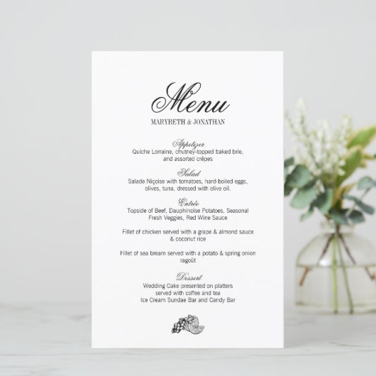 Menu Toile & Calligraphy Wedding (Staand voorkant)