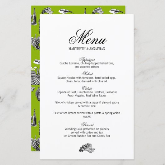 Menu Toile & Calligraphy Wedding (Voorkant / Achterkant)
