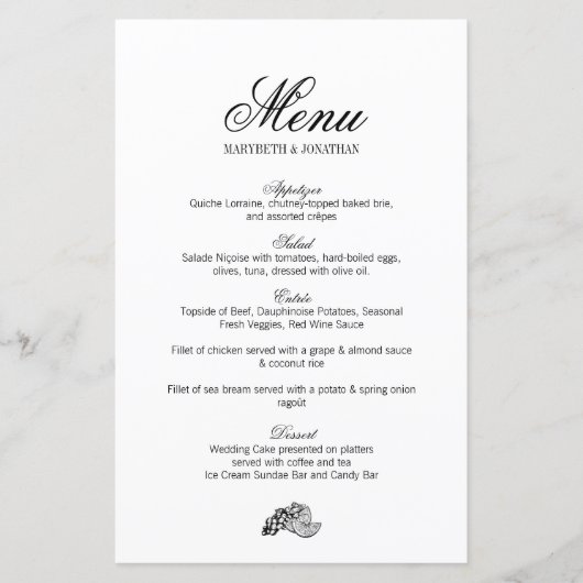 Menu Toile & Calligraphy Wedding (Voorkant)