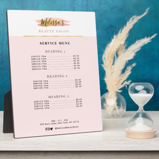menu trendy gold en roze salon fotoplaat (Zijkant)