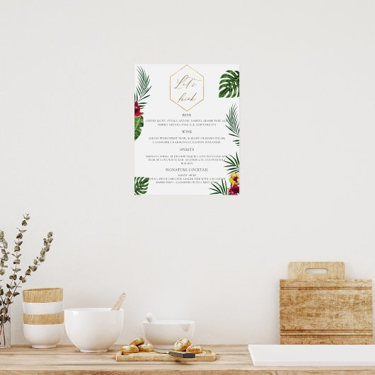 Menu Tropical Wedding Bar Poster (Keuken)