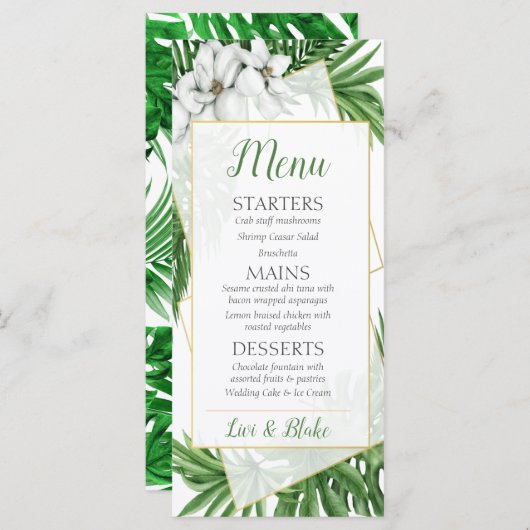 Menu Tropisch Geëigend huwelijk (Voorkant / Achterkant)