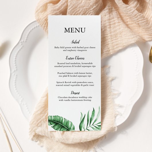 Menu Tropisch groen palm Leaf Wedding/Event