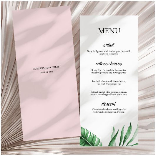 Menu Tropisch groen palm Leaf Wedding/Event