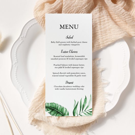 Menu Tropisch groen palm Leaf Wedding/Event
