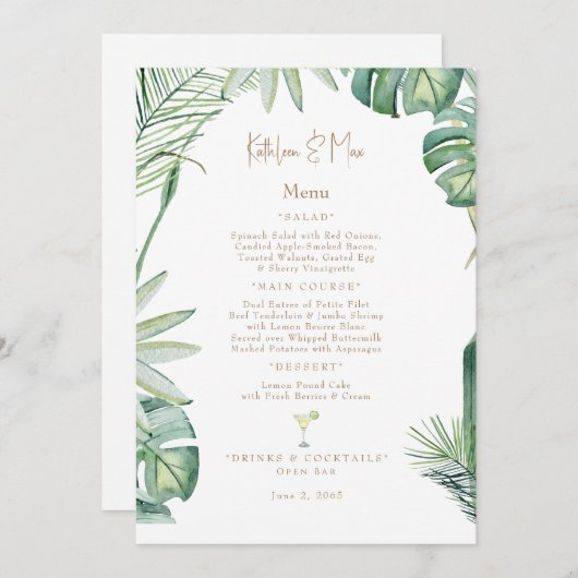 Menu Tropisch huwelijk (Voorkant / Achterkant)