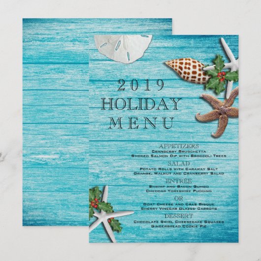 Menu Tropisch kerstZee Life Blue Boards (Voorkant / Achterkant)