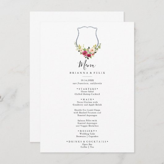 Menu Tropisch kleurrijk najaar van Crest Floral Di (Voorkant / Achterkant)