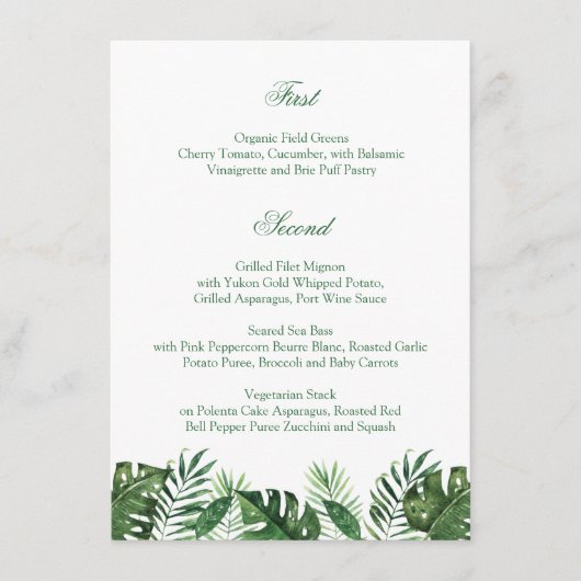 Menu Tropisch palm Leaf (Voorkant)