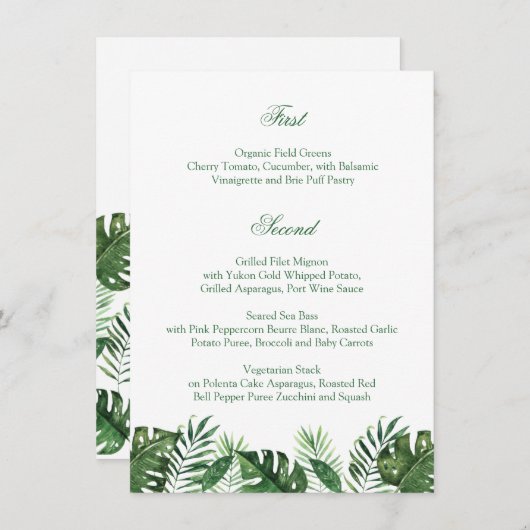 Menu Tropisch palm Leaf (Voorkant / Achterkant)