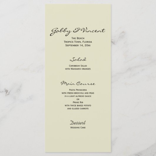 Menu Tropisch strand bruiloft (Achterkant)