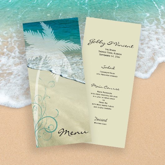 Menu Tropisch strand bruiloft