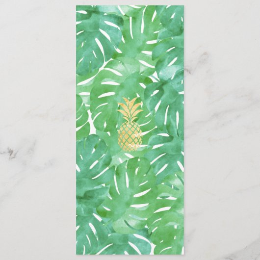 Menu Tropische anananas Gold en groene bruiloft (Achterkant)