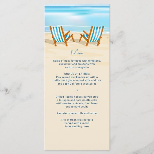 Menu Tropische Beach Chairs Weddenschap (Voorkant)