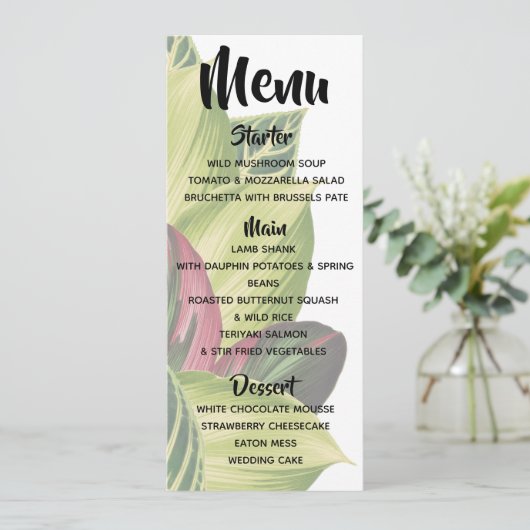Menu Tropische bladeren (Staand voorkant)