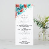 Menu Tropische bruiloft Turquoise en Coral (Staand voorkant)