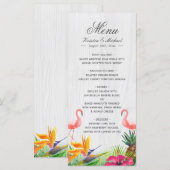 Menu Tropische Floral Flamingo Pineapple Weddensch (Voorkant / Achterkant)