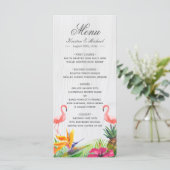 Menu Tropische Floral Flamingo Pineapple Weddensch (Staand voorkant)