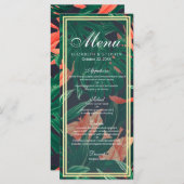 Menu Tropische Floral & Gold Foil Lijst Wedding (Voorkant / Achterkant)