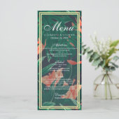 Menu Tropische Floral & Gold Foil Lijst Wedding (Staand voorkant)