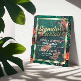 Menu Tropische Floral Wedding Signature Drink Poster