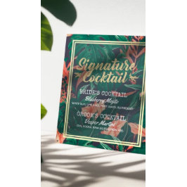 Menu Tropische Floral Wedding Signature Drink Poster