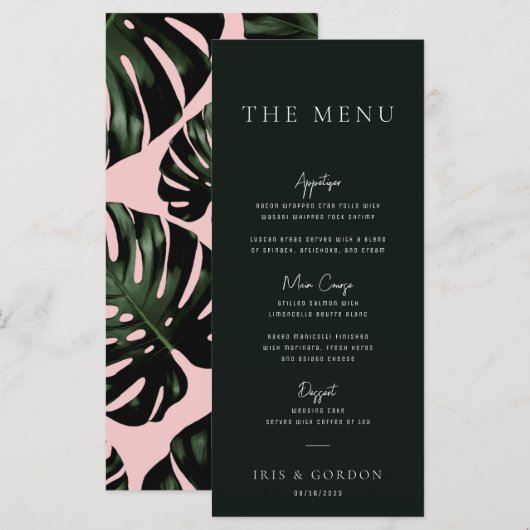 Menu Tropische groen-bestemming bruiloft (Voorkant / Achterkant)