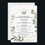 Menu Tropische groene bladeren<br><div class="desc">Dit tropische groene blad kissingmenu is perfect voor een eenvoudige trouwreceptie. Het ontwerp is voorzien van met de hand geschilderde,  mooie groene bladeren,  die een gouden geometrische lijst bijbrengen.</div>