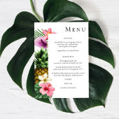Menu Tropische Hawaiian Floral - Wit Kaart