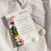 Menu Tropische Hawaiian Floral - Wit Kaart