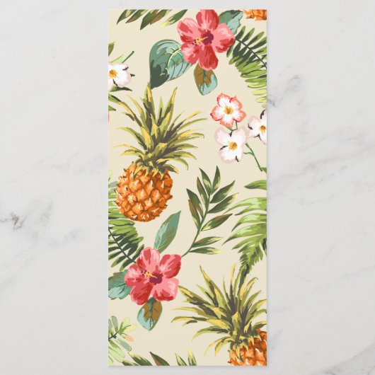 Menu Tropische Leaves Pineapple Luau Styled Weddin (Achterkant)