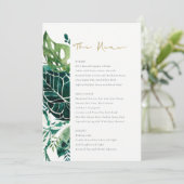 Menu Tropische monstera Green Foliage Wedding (Staand voorkant)