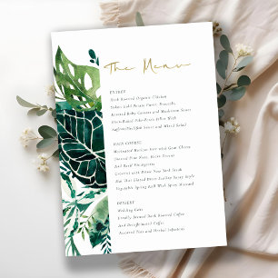 Menu Tropische monstera Green Foliage Wedding