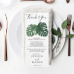Menu Tropische Monstera Wedding en Dank u Kaart<br><div class="desc">Geef uw heerlijke menu weer en dank u op de achterkant van deze dubbelzijdige kaarten - de perfecte maat om op elk bord te plaatsen!</div>