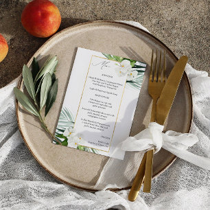Menu Tropische palm en witte flora Kaart