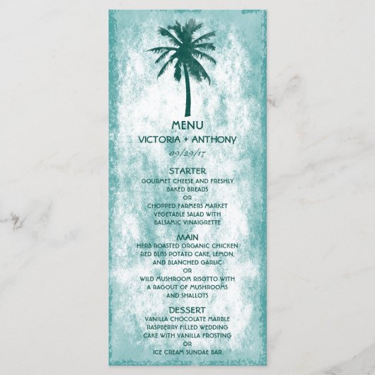 Menu Tropische palmbomen strandbruiloft (Voorkant)