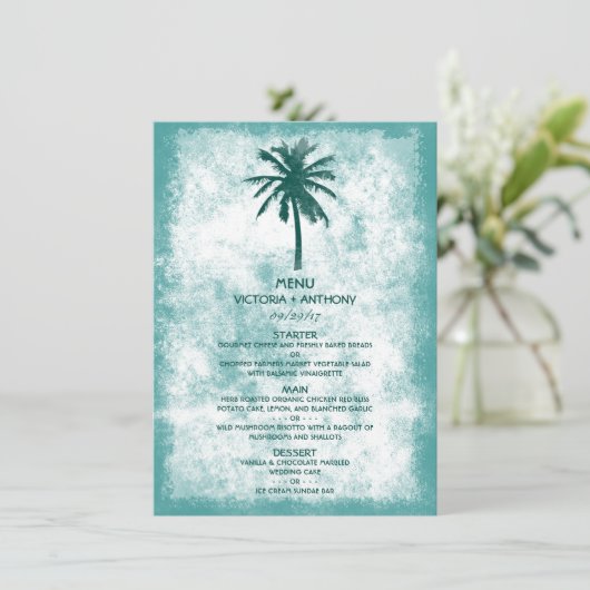 Menu Tropische palmbomen strandbruiloft (Staand voorkant)