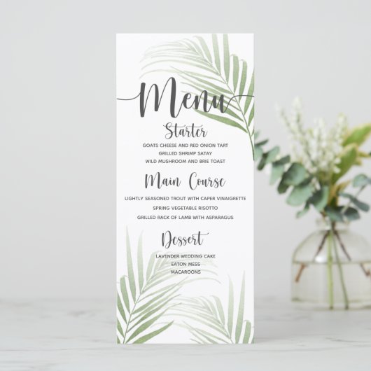 Menu Tropische palmweddenschappen (Staand voorkant)