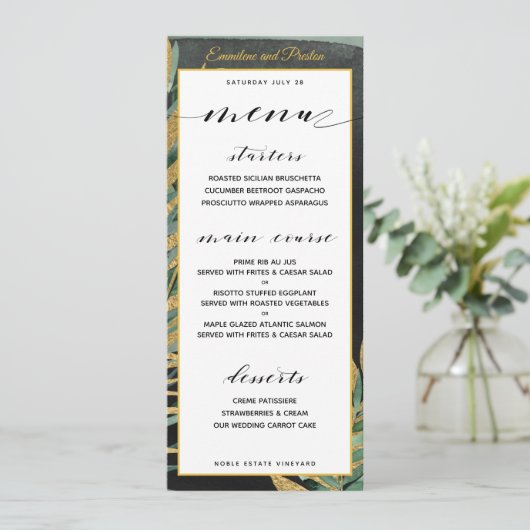 Menu Tropische palmweddenschappen (Staand voorkant)