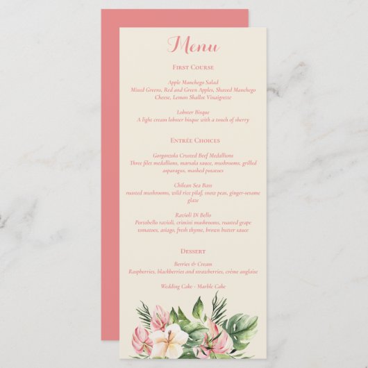 Menu Tropische Plumeria & Flamingo Lily (Voorkant / Achterkant)