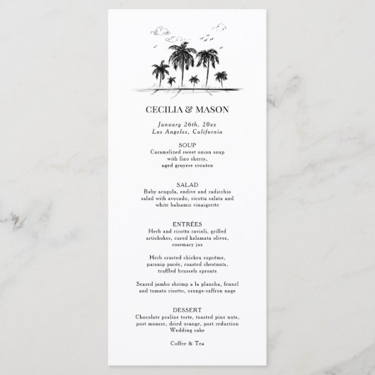 Menu Tropische strandpalm Weddenschap (Voorkant)