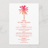 Menu Tropische Sunset Palm Tree Beach Weddenschap (Voorkant)