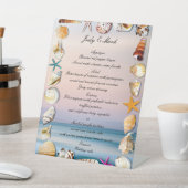 Menu Tropische zandstrand en zeeshells bruiloft Reclamebord Met Voetstuk (Insitu)
